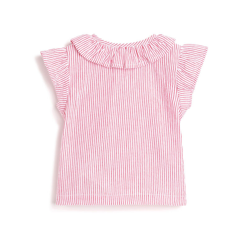 Girls White & Red Striped Short Sleeve Top image number 1